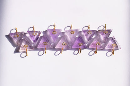 Natural Pink Amethyst with CZ Inlay Charm, Pink Amethyst Single Bail Connector , Sold By Piece , 18 - 19.5 mm , 60017