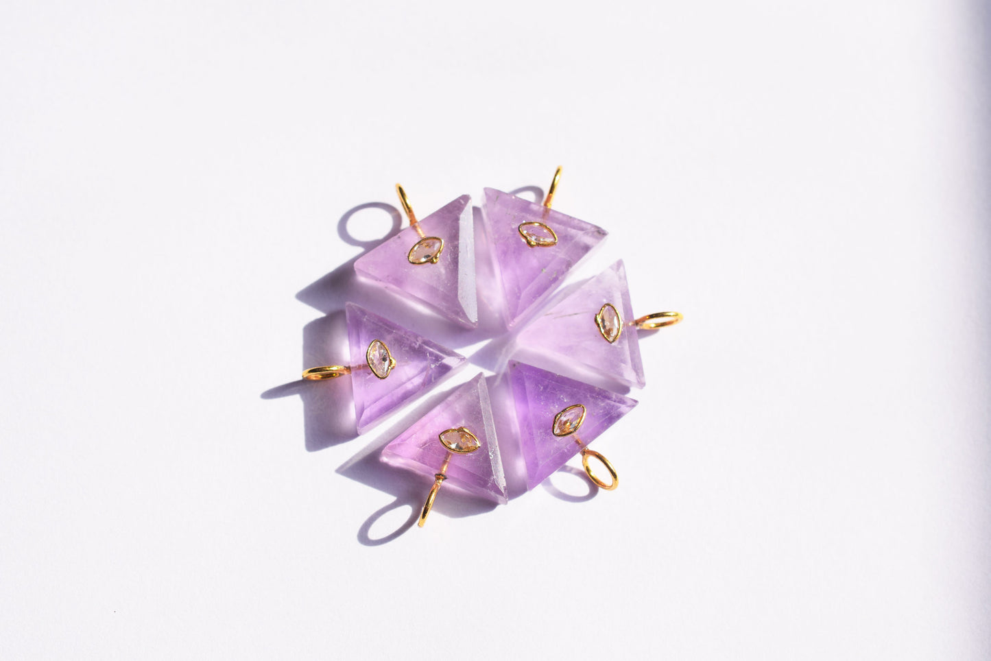Natural Pink Amethyst with CZ Inlay Charm, Pink Amethyst Single Bail Connector , Sold By Piece , 18 - 19.5 mm , 60017