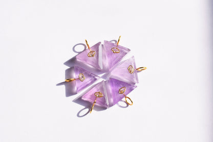 Natural Pink Amethyst with CZ Inlay Charm, Pink Amethyst Single Bail Connector , Sold By Piece , 18 - 19.5 mm , 60017