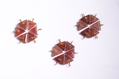 Natural Red Strawberry with CZ Inlay Charm, Red Strawberry Single Bail Connector , Sold By Piece , 18.5 - 19.5 mm , 60019