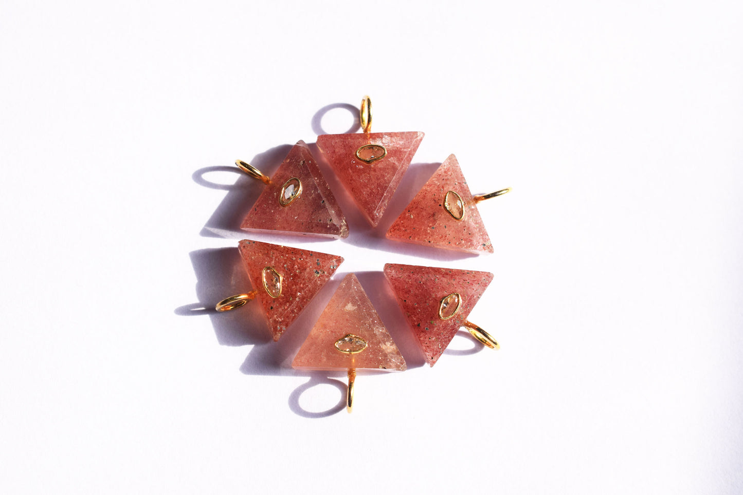 Natural Red Strawberry with CZ Inlay Charm, Red Strawberry Single Bail Connector , Sold By Piece , 18.5 - 19.5 mm , 60019
