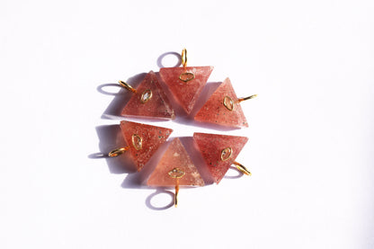 Natural Red Strawberry with CZ Inlay Charm, Red Strawberry Single Bail Connector , Sold By Piece , 18.5 - 19.5 mm , 60019