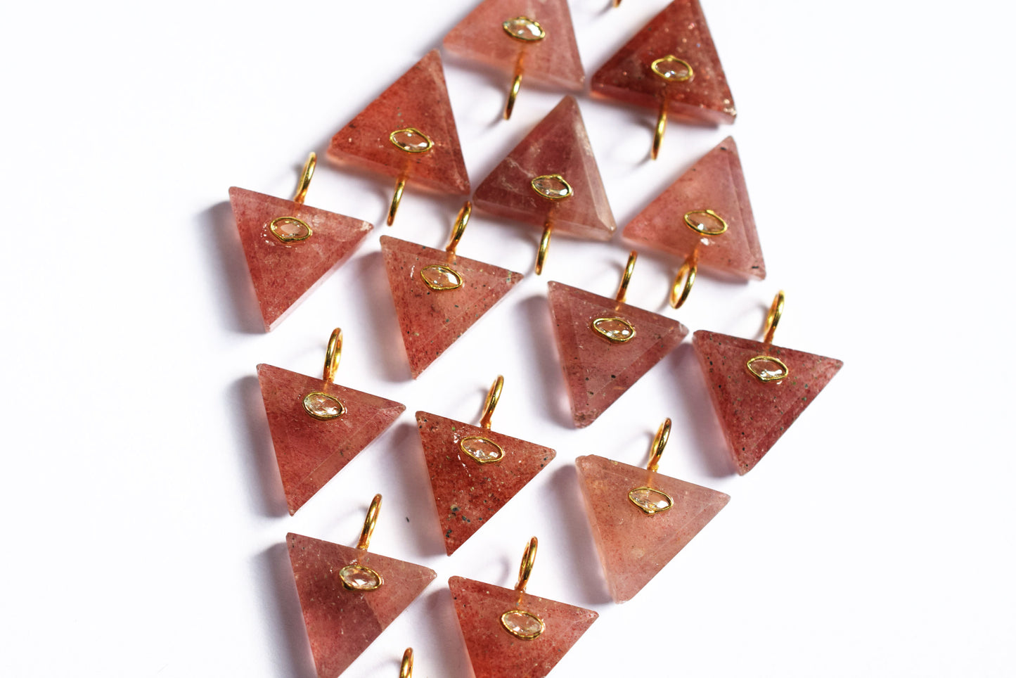 Natural Red Strawberry with CZ Inlay Charm, Red Strawberry Single Bail Connector , Sold By Piece , 18.5 - 19.5 mm , 60019