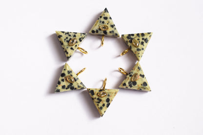 Natural Dalmatian Charm with CZ Inlay, Dalmatian Single Bail Connector , Sold By Piece , 19 - 19.5 mm , 60020