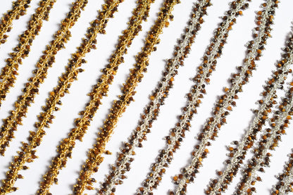 Tiger Eye Round Faceted Grape Cluster Chain, Wire Wrapped Rosary Chain, Sold By Foot , 3.5 mm , 60021