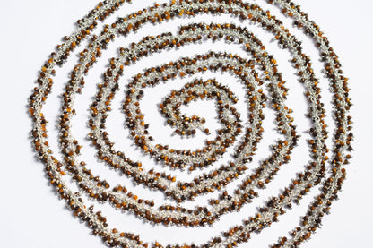 Tiger Eye Round Faceted Grape Cluster Chain, Wire Wrapped Rosary Chain, Sold By Foot , 3.5 mm , 60021