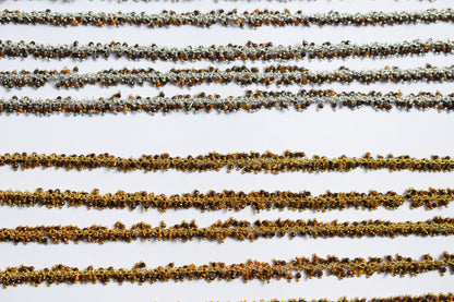 Tiger Eye Round Faceted Grape Cluster Chain, Wire Wrapped Rosary Chain, Sold By Foot , 3.5 mm , 60021