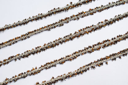 Tiger Eye Round Faceted Grape Cluster Chain, Wire Wrapped Rosary Chain, Sold By Foot , 3.5 mm , 60021