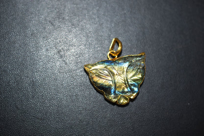 Labradorite Carved Panther Electroplated Connector Charm, Sold By Piece ,21x28 mm ,60022