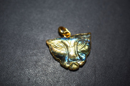 Labradorite Carved Panther Electroplated Connector Charm, Sold By Piece ,21x28 mm ,60022
