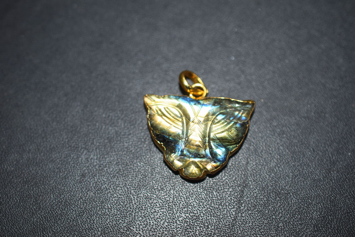 Labradorite Carved Panther Electroplated Connector Charm, Sold By Piece ,21x28 mm ,60022