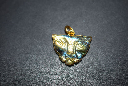Labradorite Carved Panther Electroplated Connector Charm, Sold By Piece ,21x28 mm ,60022