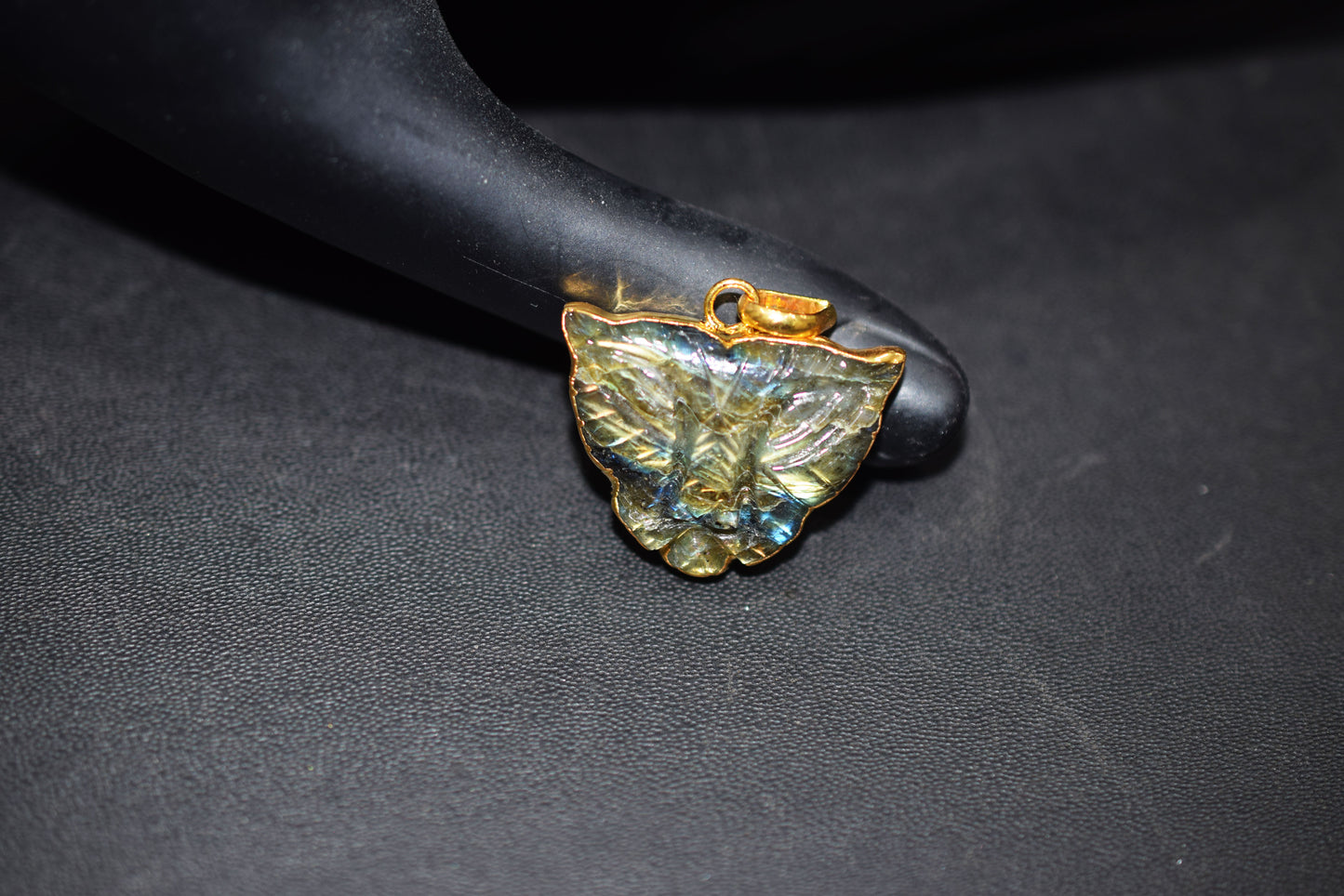 Labradorite Carved Panther Electroplated Connector Charm, Sold By Piece ,21x28 mm ,60022