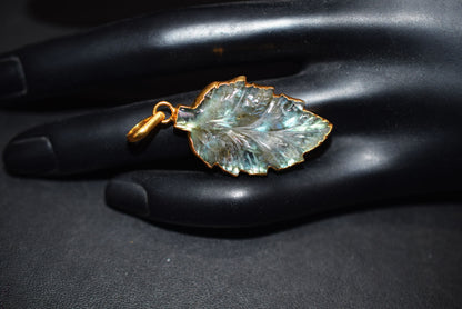 Labradorite Carved Leaf Electroplated Connector Charm, Sold By Piece ,21x33 mm ,60023