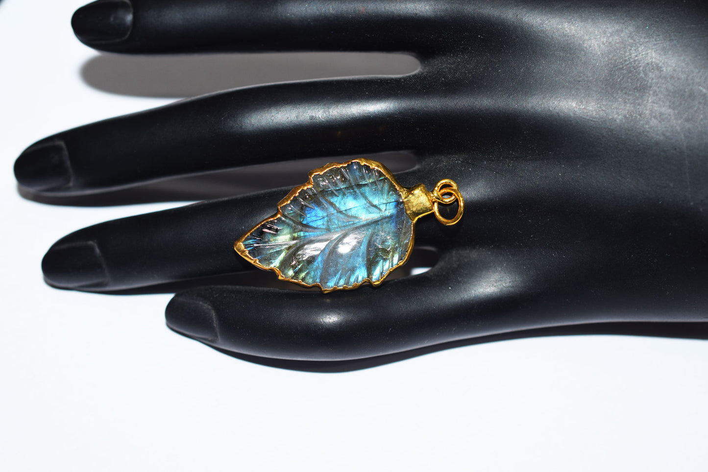Labradorite Carved Leaf Electroplated Connector Charm, Sold By Piece ,21x33 mm ,60026
