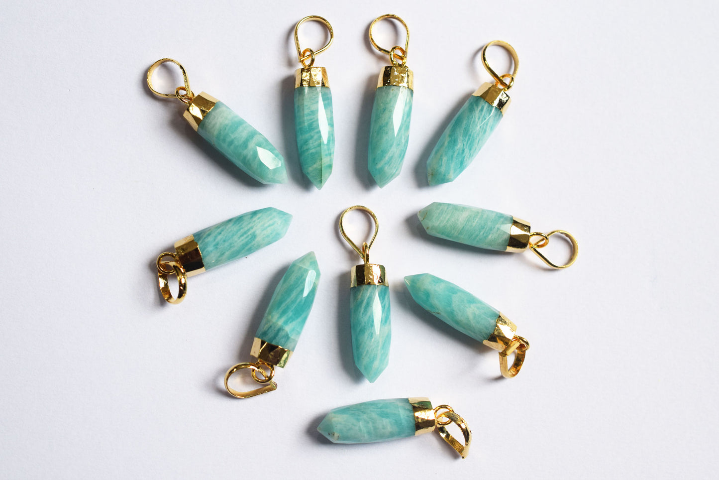 Natural Amazonite Electroplated Bullet Faceted Pendant, Sold By Piece ,24 - 26 mm ,60029