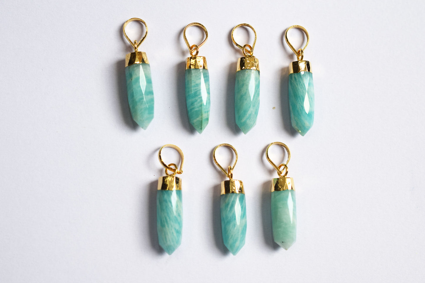Natural Amazonite Electroplated Bullet Faceted Pendant, Sold By Piece ,24 - 26 mm ,60029
