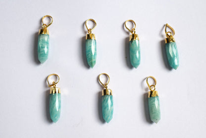 Natural Amazonite Electroplated Bullet Faceted Pendant, Sold By Piece ,24 - 26 mm ,60029