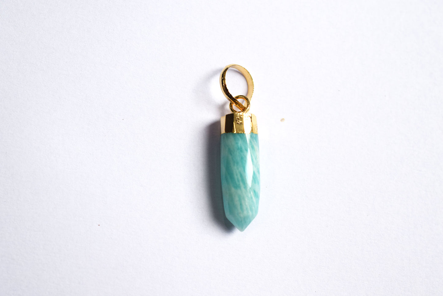 Natural Amazonite Electroplated Bullet Faceted Pendant, Sold By Piece ,24 - 26 mm ,60029