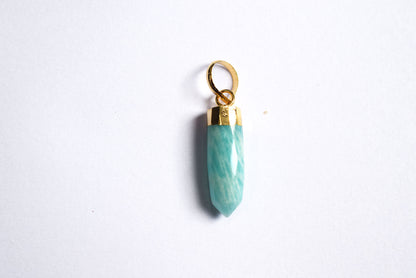 Natural Amazonite Electroplated Bullet Faceted Pendant, Sold By Piece ,24 - 26 mm ,60029