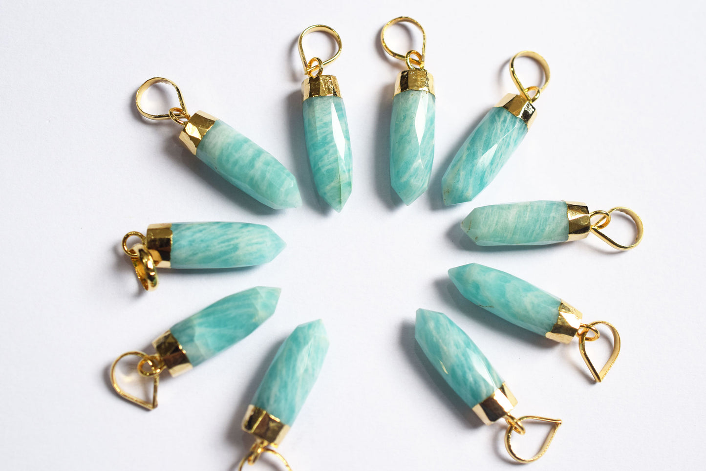 Natural Amazonite Electroplated Bullet Faceted Pendant, Sold By Piece ,24 - 26 mm ,60029
