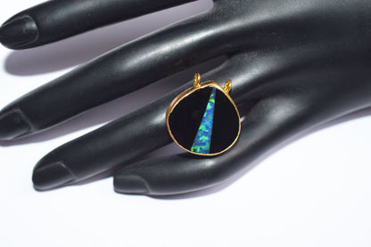 Black Onyx Inlay Ethiopian Opal Doublet Heart Charm, Sold By Piece ,23 mm ,60030