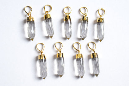 Clear Crystal Electroplated Bullet Faceted Pendant, Sold By Piece ,25 mm ,60033