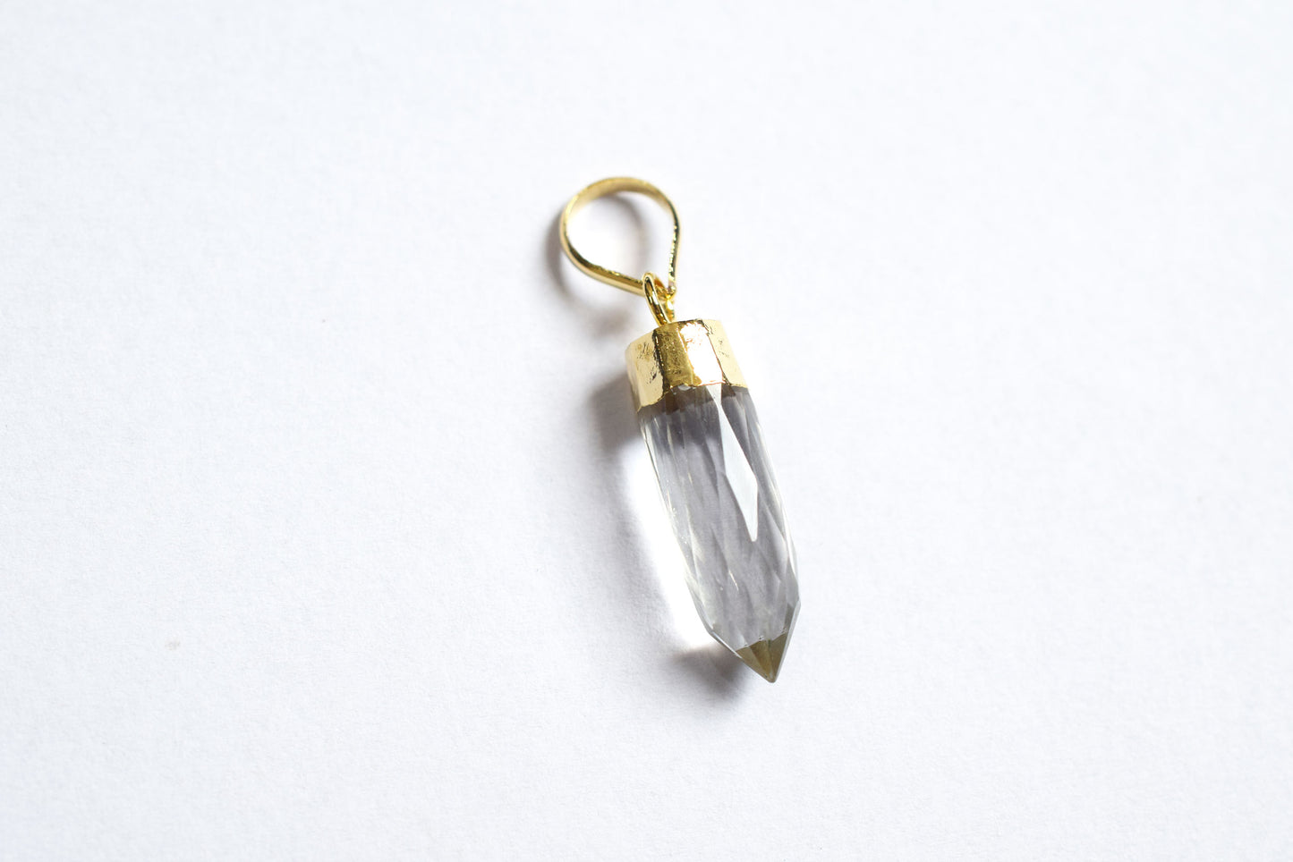 Clear Crystal Electroplated Bullet Faceted Pendant, Sold By Piece ,25 mm ,60033
