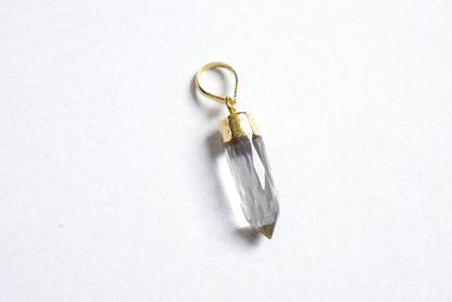 Clear Crystal Electroplated Bullet Faceted Pendant, Sold By Piece ,25 mm ,60033