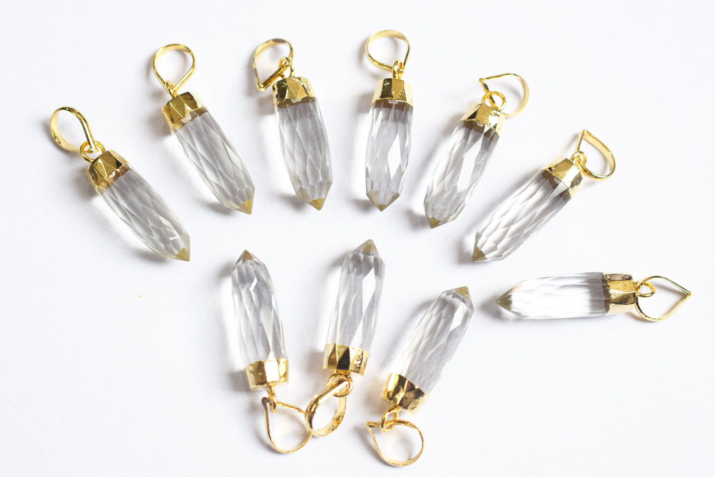 Clear Crystal Electroplated Bullet Faceted Pendant, Sold By Piece ,25 mm ,60033