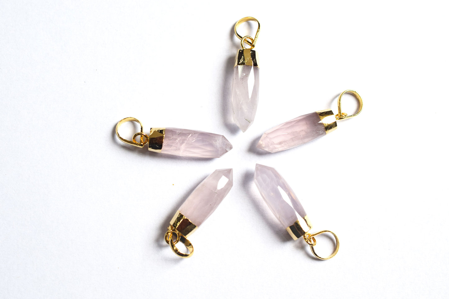 Beautiful Rose Quartz Electroplated Bullet Faceted Pendant, Sold By Piece ,25 mm ,60035