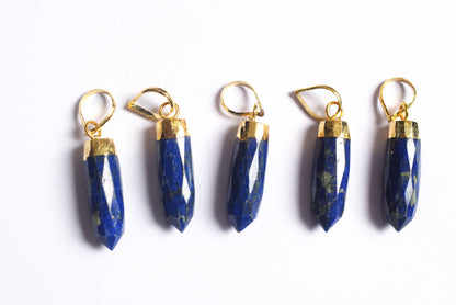Natural Lapis Lazuli Electroplated Bullet Faceted Pendant, Sold By Piece ,25 mm ,60036