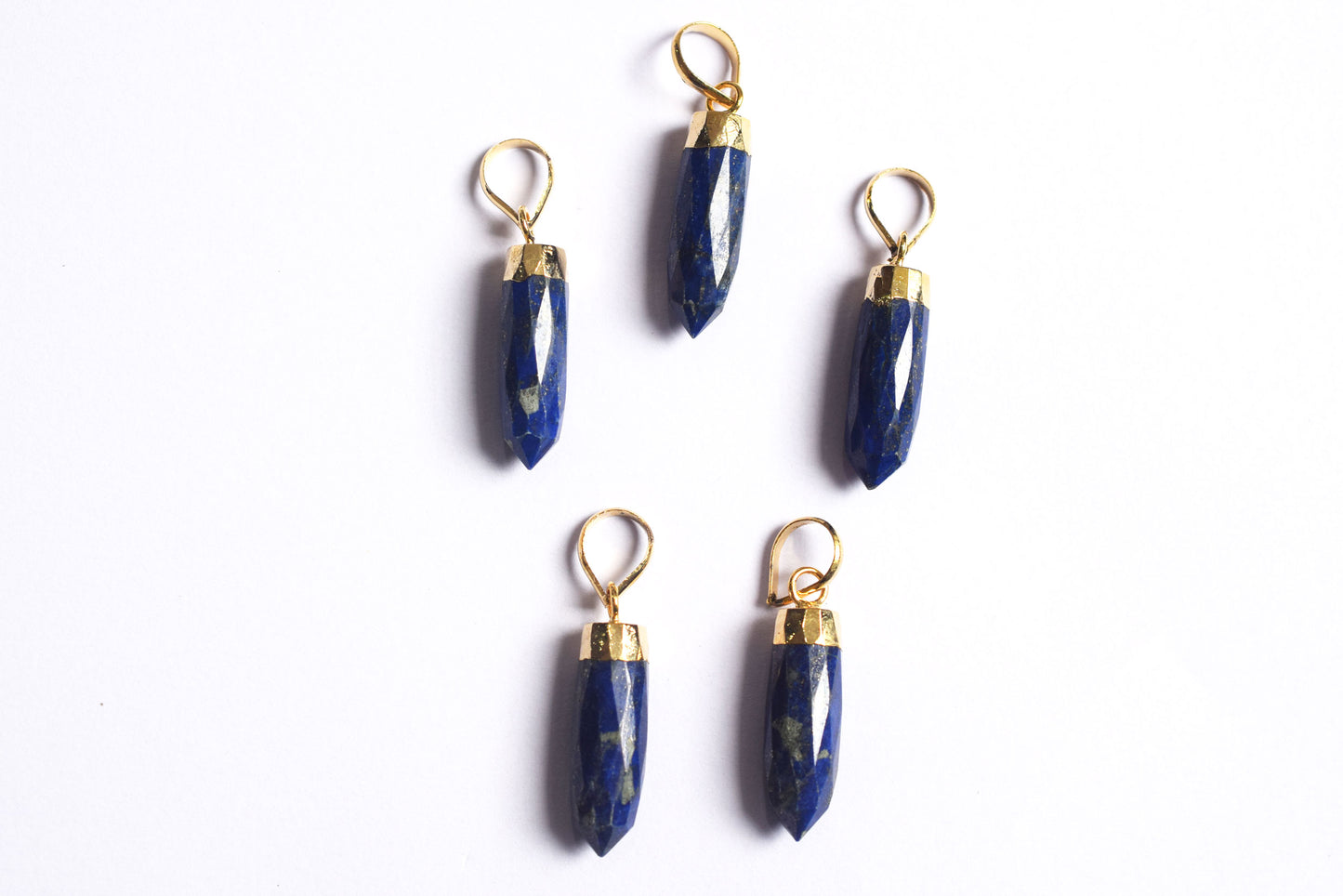Natural Lapis Lazuli Electroplated Bullet Faceted Pendant, Sold By Piece ,25 mm ,60036