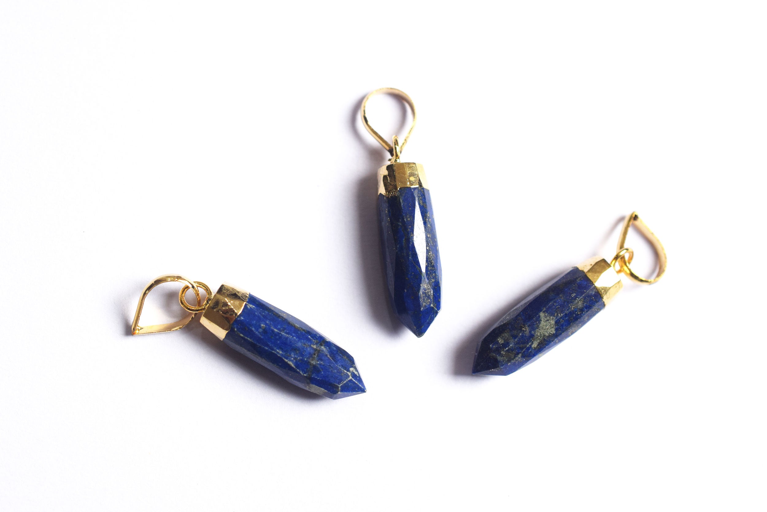 Natural Lapis Lazuli Electroplated Bullet Faceted Pendant, Sold By Piece ,25 mm ,60036
