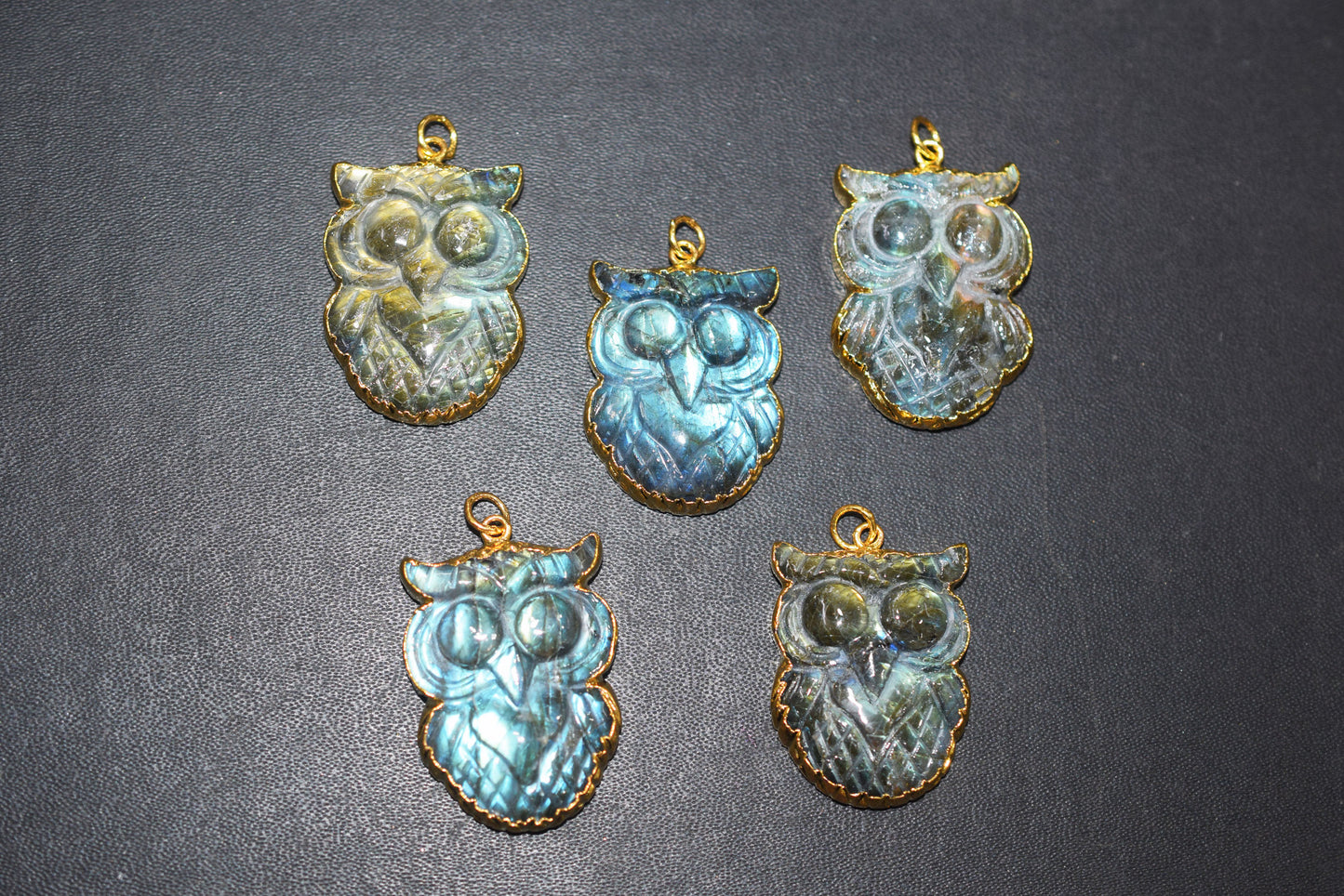 Flashy Labradorite Owl Carved Electroplated Connector Charm, Sold By Piece ,31 - 35 mm ,60037