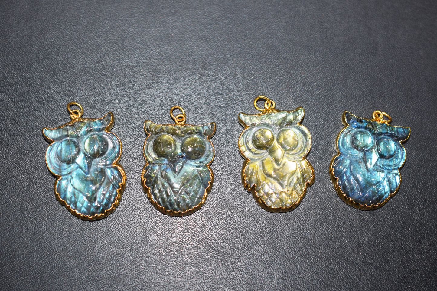 Flashy Labradorite Owl Carved Electroplated Connector Charm, Sold By Piece ,31 - 35 mm ,60037