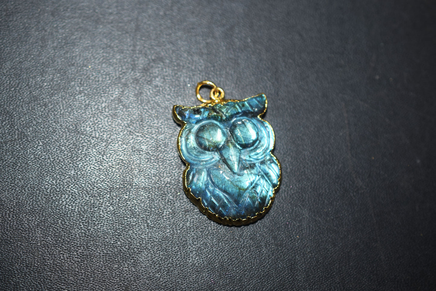 Flashy Labradorite Owl Carved Electroplated Connector Charm, Sold By Piece ,31 - 35 mm ,60037