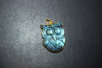 Flashy Labradorite Owl Carved Electroplated Connector Charm, Sold By Piece ,31 - 35 mm ,60037