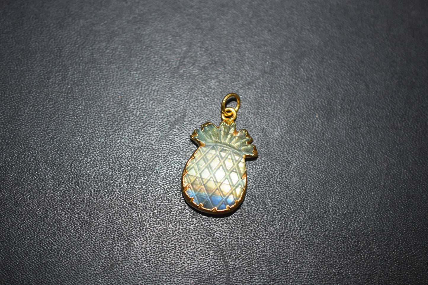 Labradorite Pineapple Carved Electroplated Connector Charm, Sold By Piece ,24 - 33 mm ,60039
