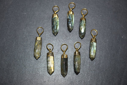 Labradorite Electroplated Bullet Faceted Pendant, Sold By Piece ,25 mm , 60040