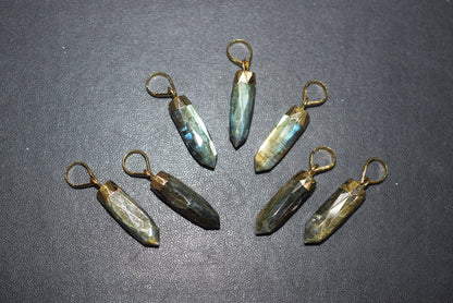 Labradorite Electroplated Bullet Faceted Pendant, Sold By Piece ,25 mm , 60040