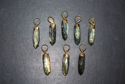 Labradorite Electroplated Bullet Faceted Pendant, Sold By Piece ,25 mm , 60040