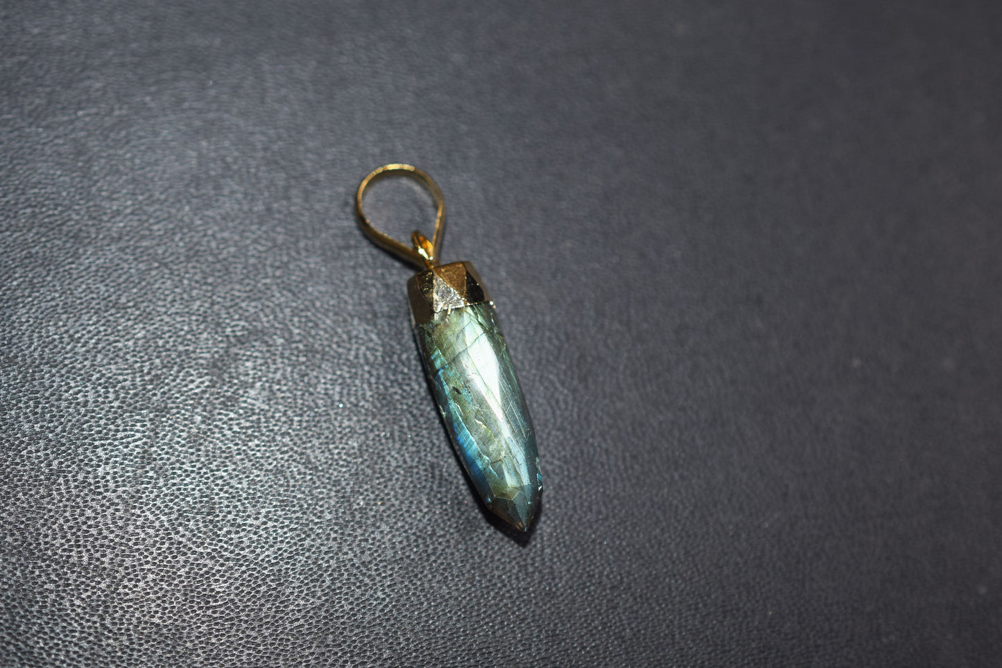 Labradorite Electroplated Bullet Faceted Pendant, Sold By Piece ,25 mm , 60040