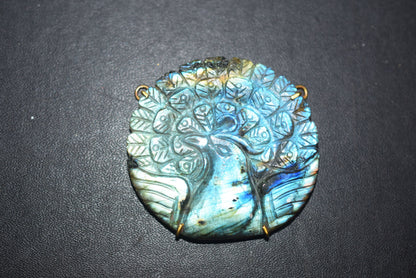 Flashy Labradorite Peacock Carved Electroplated Connector Charm, Sold By Piece ,45x48 - 47x50 mm ,60041