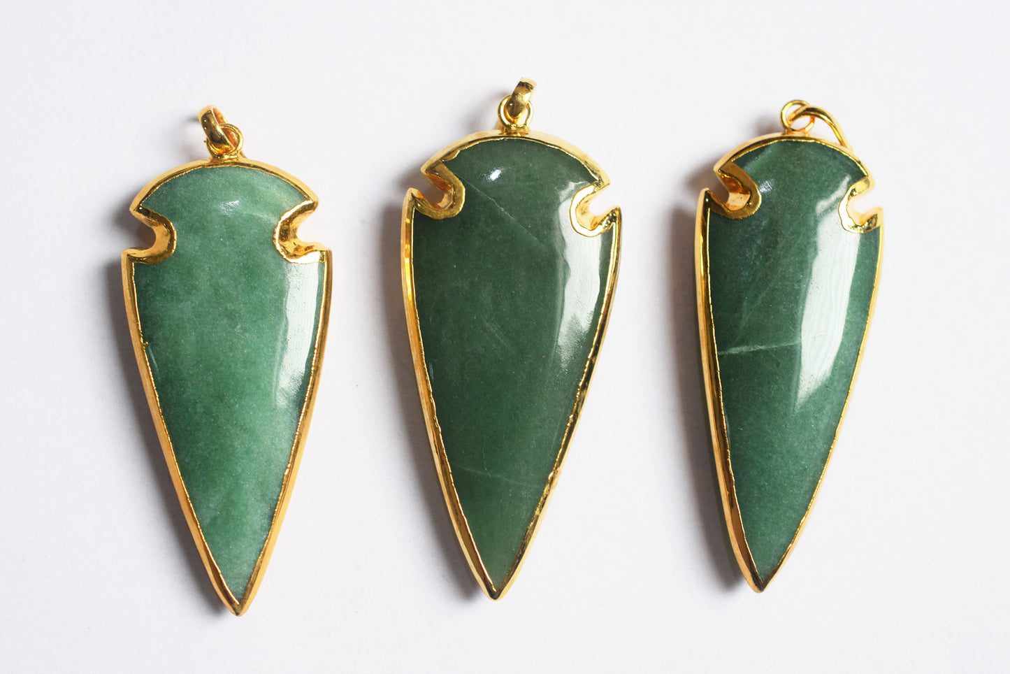 Beautiful Australian Jade Arrowhead Pendant, Smooth Electroplated Gemstone Point Pendant, Sold By Piece ,58 - 60 mm ,60044