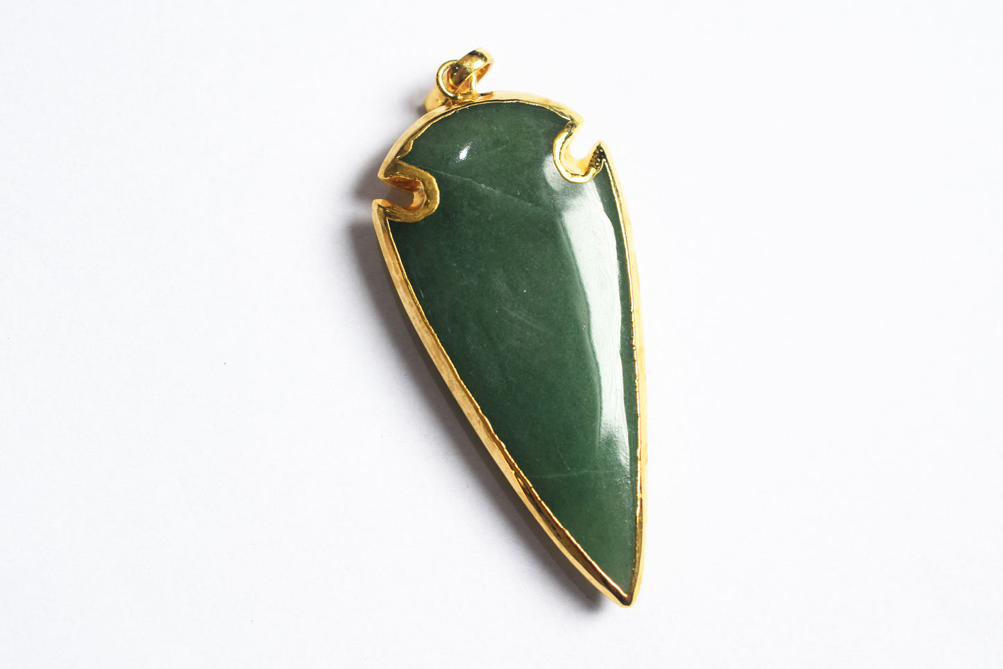 Beautiful Australian Jade Arrowhead Pendant, Smooth Electroplated Gemstone Point Pendant, Sold By Piece ,58 - 60 mm ,60044