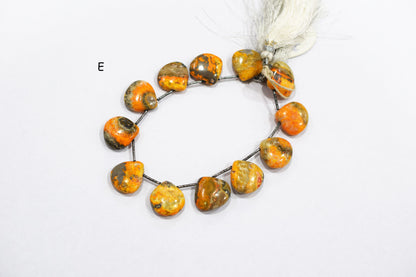 Natural Bumble Bee Smooth Heart Shape Briolettes , Sold By Strand , 14x14 - 15x15 mm , 8 Inches , BL-6486