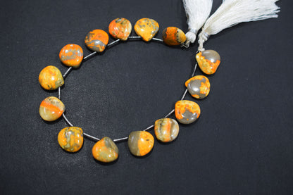 Natural Bumble Bee Smooth Heart Shape Briolettes , Sold By Strand , 14x14 - 15x15 mm , 8 Inches , BL-6486