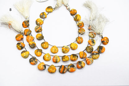 Natural Bumble Bee Smooth Heart Shape Briolettes , Sold By Strand , 14x14 - 15x15 mm , 8 Inches , BL-6486