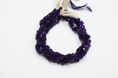 Natural Amethyst Faceted 3D Box Shape Beads , Sold By Strand , 6.50 - 7.00 mm , 10 Inches , BL- 6694